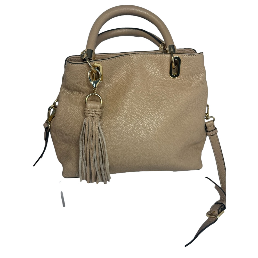 #413 Vince Camuto EUC Elva Pebbled Leather Tassel Two Way Bag New Beige
